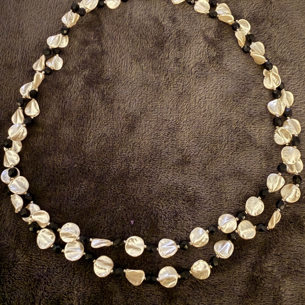 Unique Vintage Pearl and Black Necklace